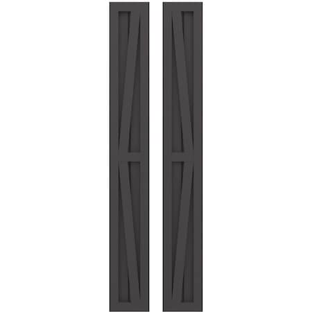 Americraft 2-Board Wood 2 Equal Panel Frmd Board-n-Batten Shutters W/ Dubl Z-Bar, ARW102BF207X45SMH